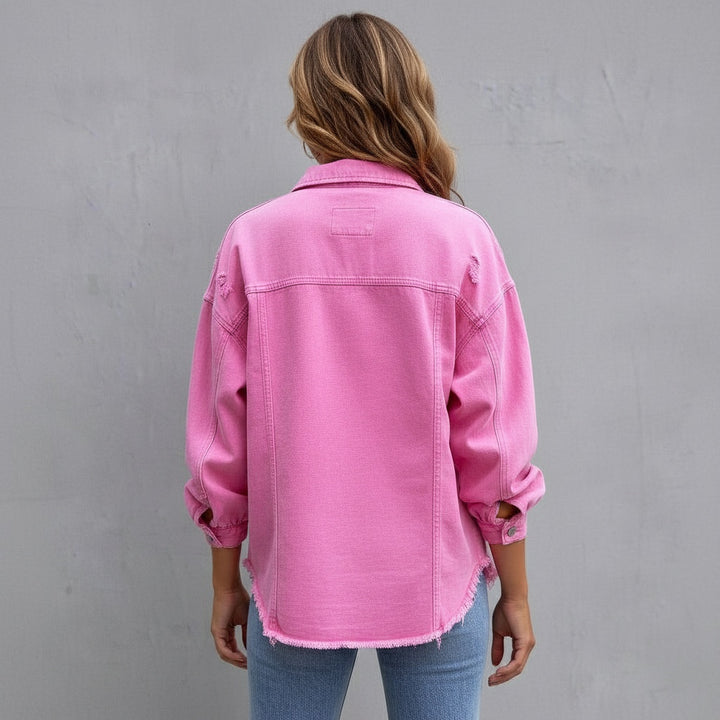 Abigail | Women’s Distressed Denim Shirt Jacket