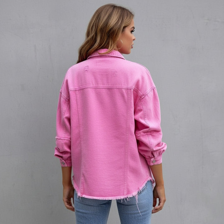 Abigail | Women’s Distressed Denim Shirt Jacket